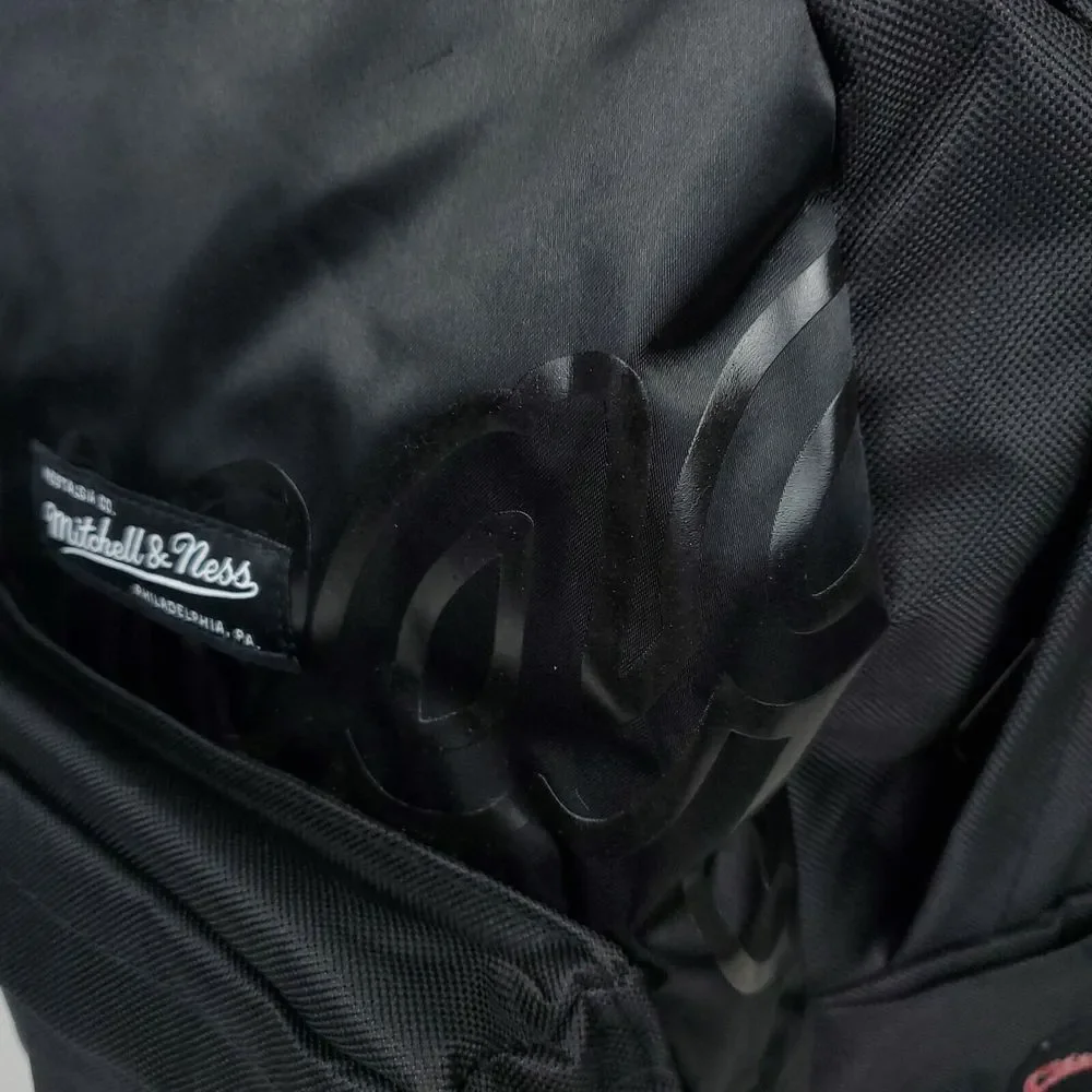 Chicago Bulls Mitchell & Ness NBA Backpack 2 Zipper‎ Pockets 3D Logo Black NWT